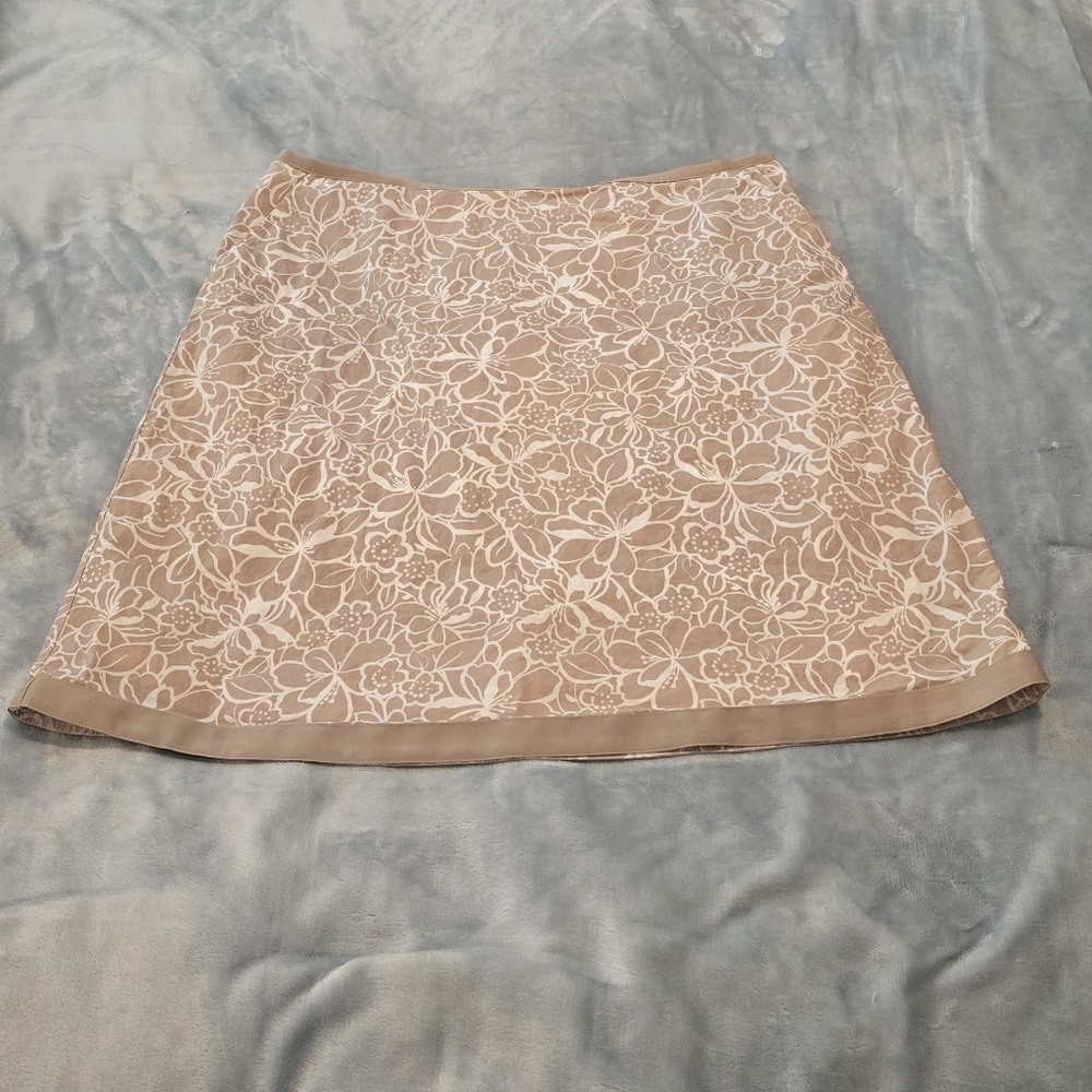 LLBean Lined Cotton Skirt With Slit Front Pockets, Size 12 (1028)
